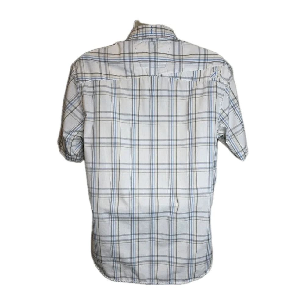 173 Quiksilver White and Blue Checkered Casual Button Up Shirt - Picture 3 of 11